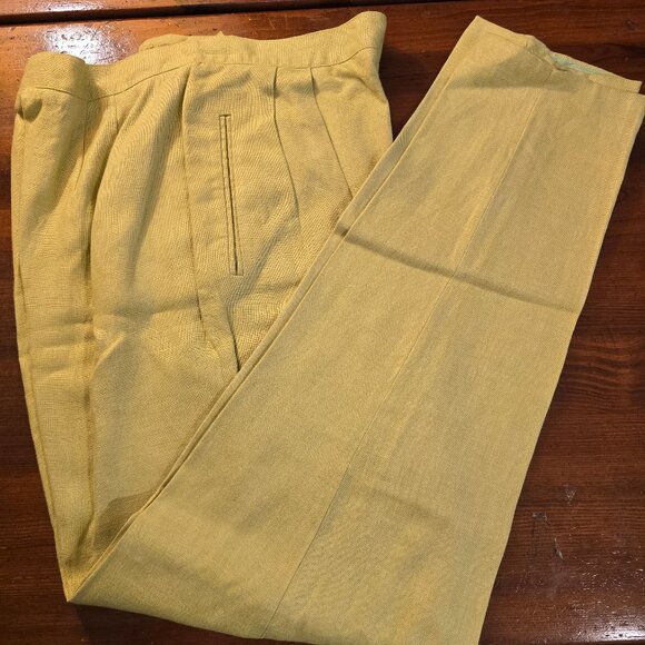 Liz Claiborne Pants - Women's Pants Chartreuse Liz Clairborne size 12 Linen Side Zip Pockets 1990s
